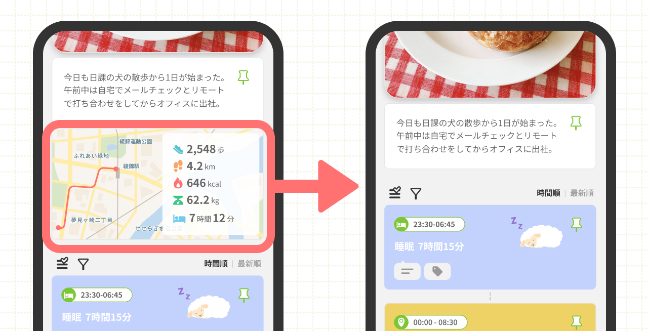 「今日の足あと」「今日のヘルスケア」の表示をOFF。 (1).jpg